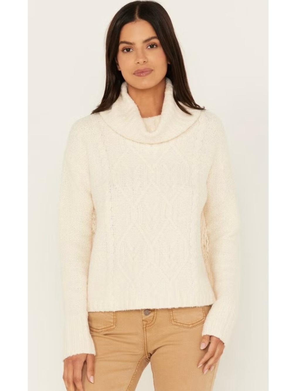 Shyanne Cable Fringe Sweater Large